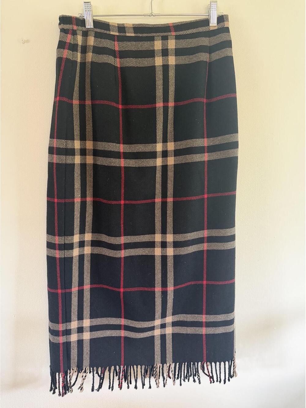 Requirements Vintage Fringe Plaid Skirt size 12